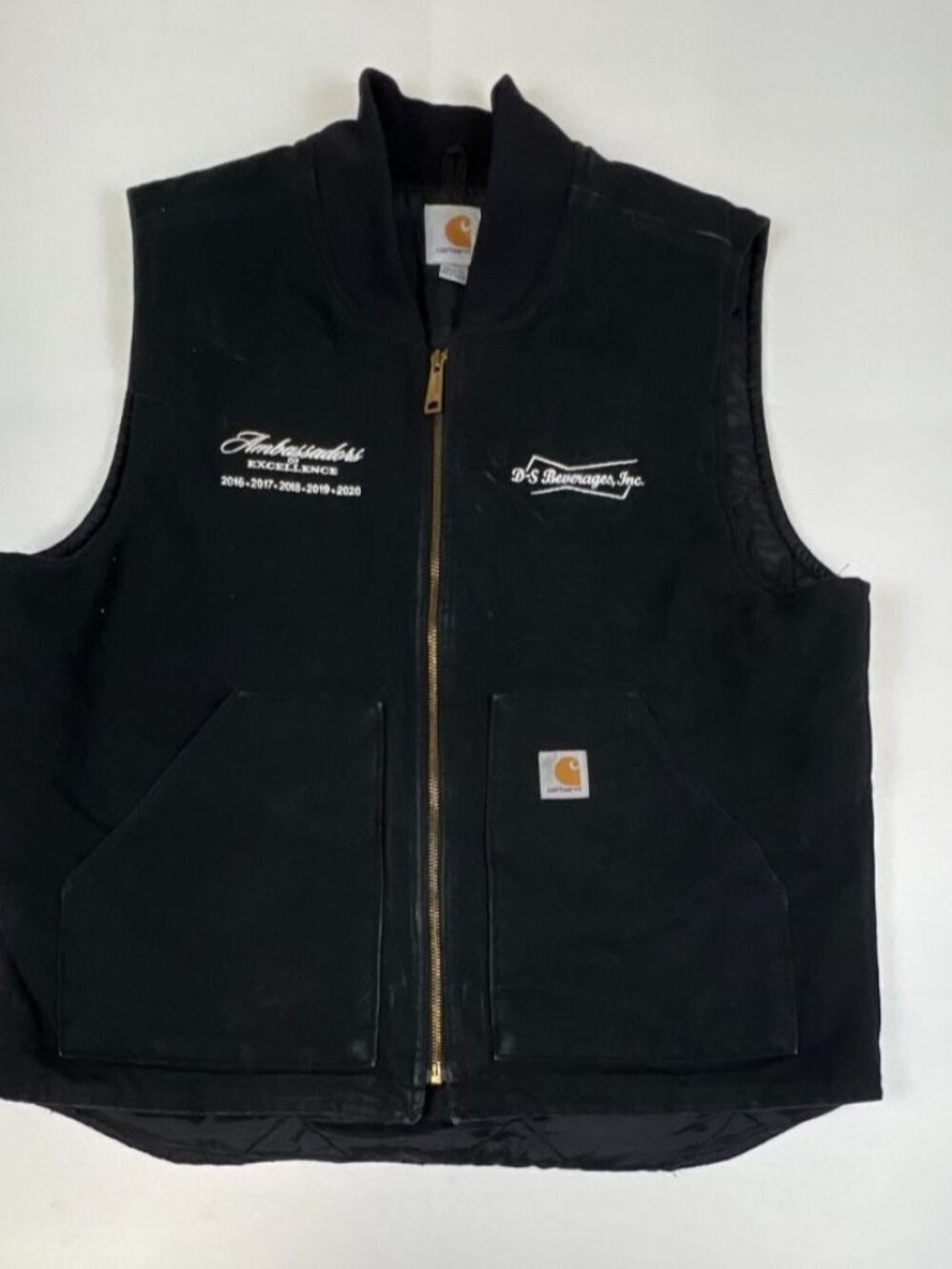 Carhartt Men L V01 Black Duck Quilt Lined Arctic Vest Workwear